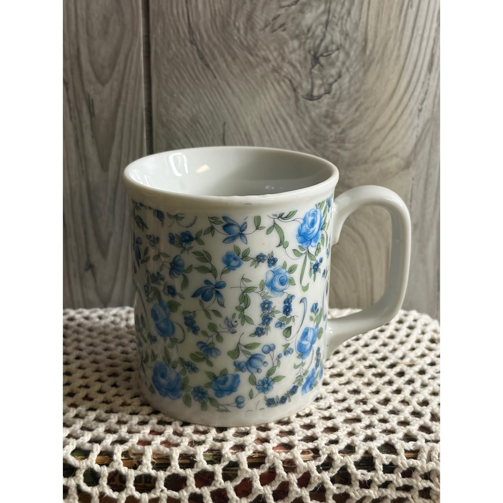 Vintage Blue Floral Chintz Ceramic Coffee Mug